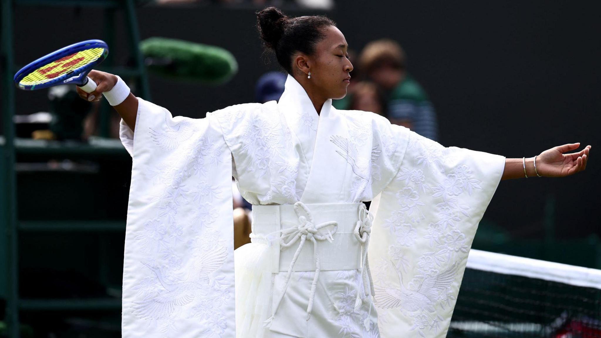 Naomi Osaka Makes Cultural Statement at Wimbledon in All‑White Kimono